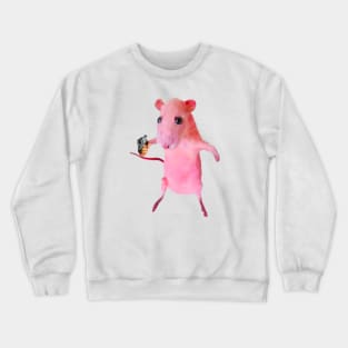 funny rat hold a pistol meme Crewneck Sweatshirt